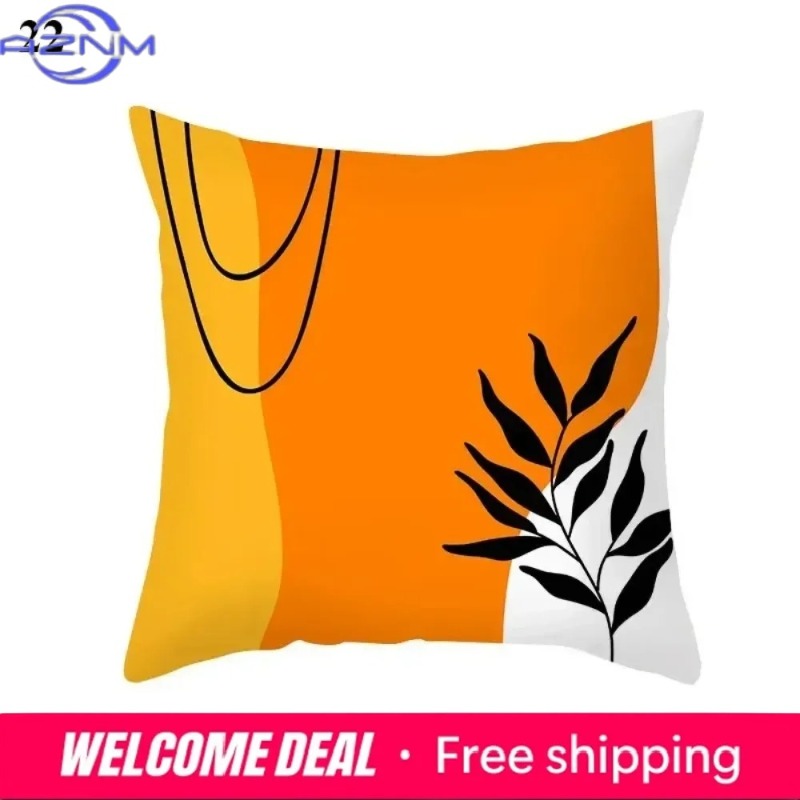 Century Textile & Sewing Supply Avenue C North Saskatoon Sk - غطاء وسادة بوهو برتقالي بتصميم تجريدي،