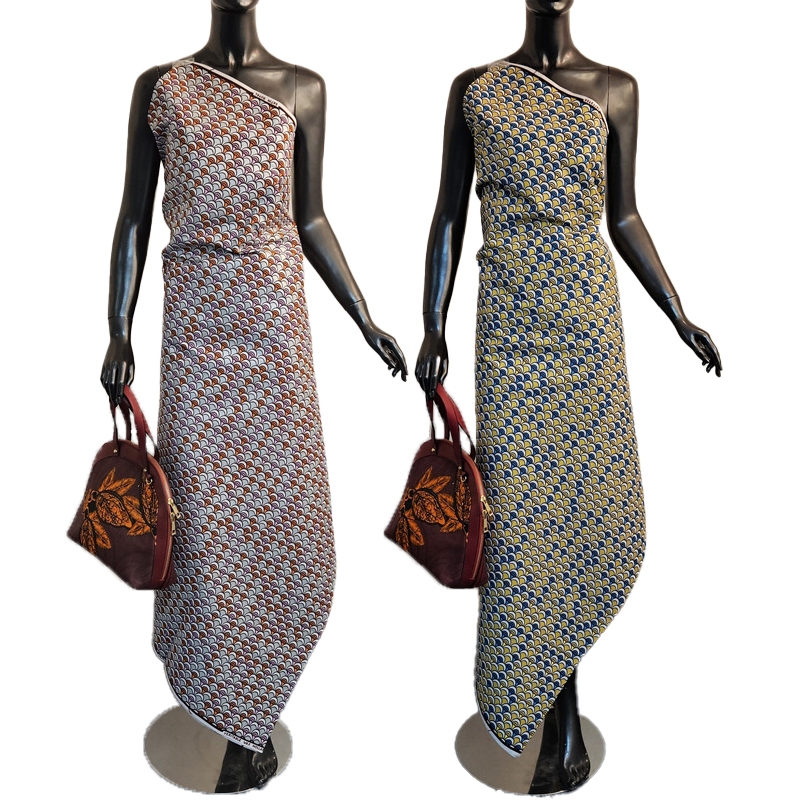 Sewing Batik Fabric - قماش أفريقي قطني مطبوع باللونين الأزرق